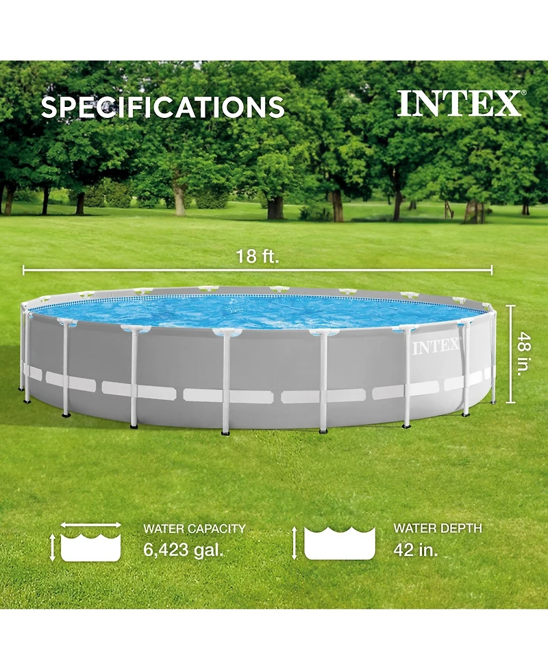 Intex Prism Frame Above Ground 18' x 48" Pool Set w/ 6 Replacement Filters