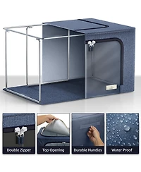 Sorbus Pack Foldable Storage Box - Metal Frame, Oxford Fabric, Large Window & Handles - Organization for Bedroom