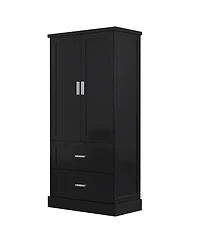 Tall Bathroom Storage Cabinet, Cabinet with Two Doors and Drawers, Adjustable Shelf, Mdf Board, Black