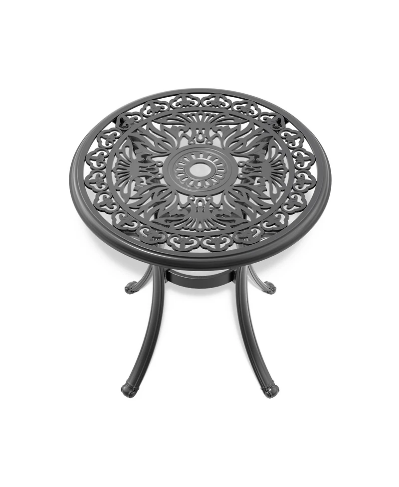 Streamdale 26.77-inch Cast Aluminum Patio Dining Table With Black Frame and Umbrella Hole