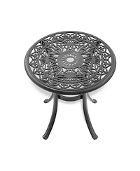 Streamdale 26.77-inch Cast Aluminum Patio Dining Table With Black Frame and Umbrella Hole