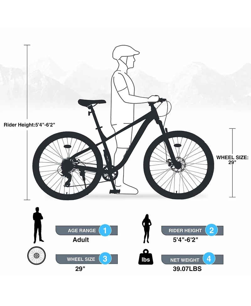Streamdale 29 Inch Wheels 8 Speed Mountain Bike, for Men Women Boys and Girls, Front Suspension