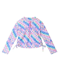 Toddler/Child Girls Checkered Icon Print Long Sleeve Rash Guard Set