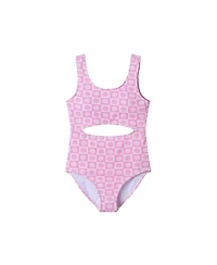 Toddler/Child Girls Cutout One Piece Smiley Print Swimsuit