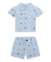 Guess Baby Boys 2-Piece Short Sleeve Stretch Piquet Polo and Set