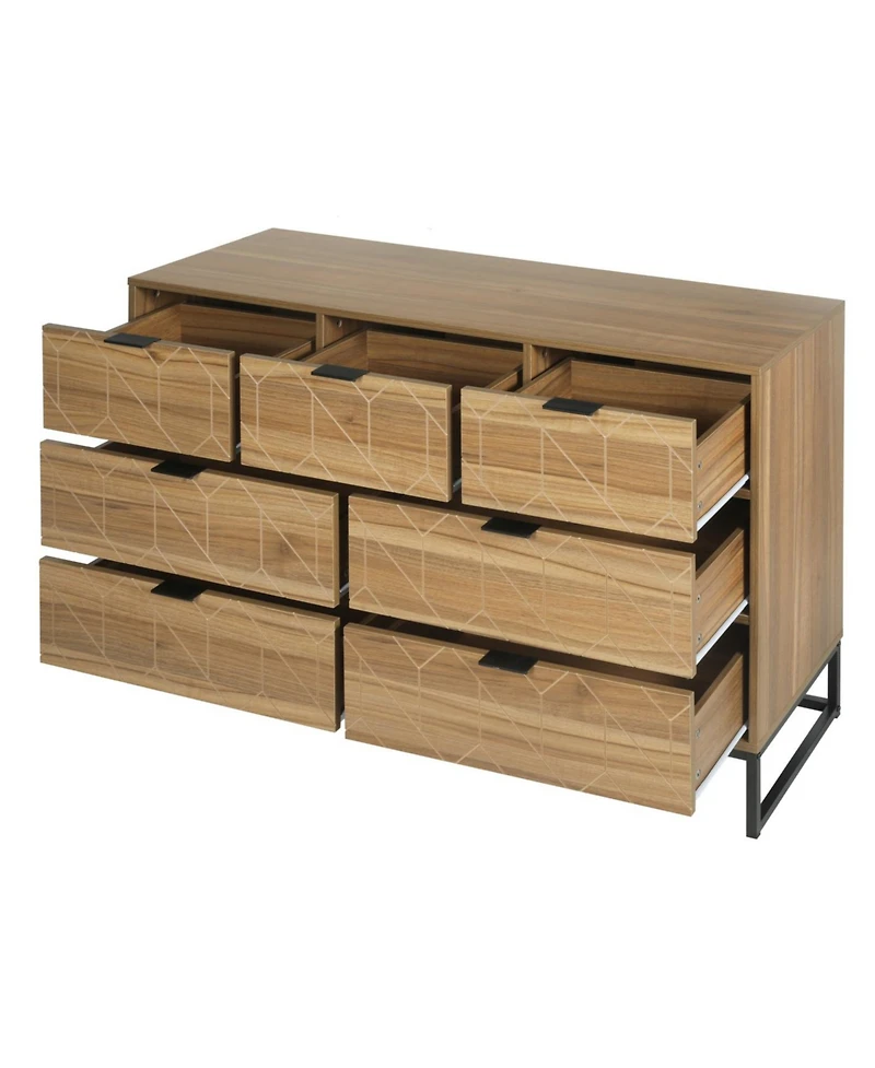 Wooden 7 Drawer Storage Cabinet Modern Dressers Chest of Drawers Storage Cabinet with Drawers Entryway Cabinet for Living Room Bedroom