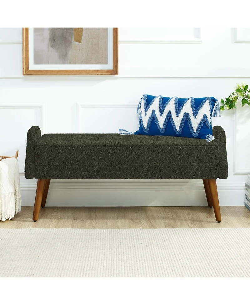 Streamdale Modern Loop Yarn Bench with Geometric Arms and Cushion