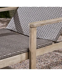 Acacia Wood Adjustable Chaise Lounge with Armrests for Enhanced Outdoor Relaxation