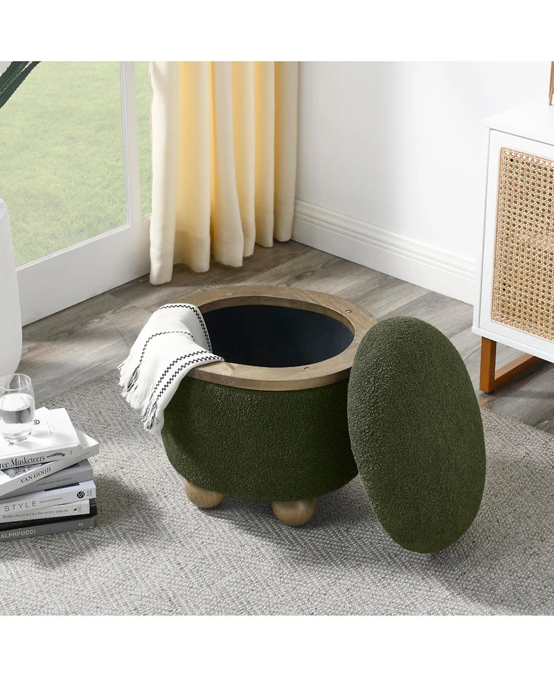 Streamdale Round Storage Stool with Cushion, Dark Green