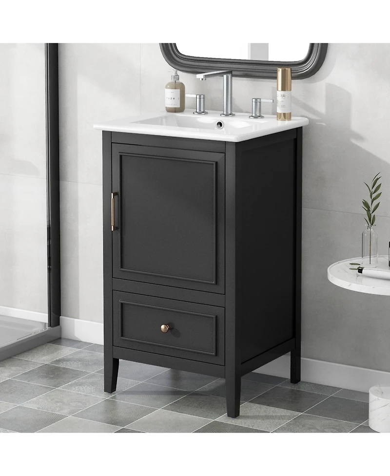 Streamdale 20" Black Vanity with Sink, Cabinet Door & Drawer