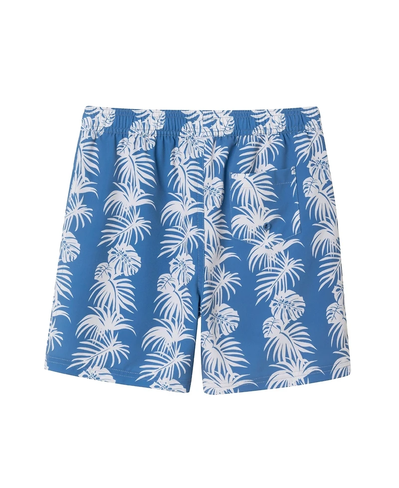 Toddler/Child Boys Faded Steel Palm Leaf Print Swim Trunk