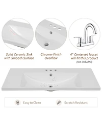 Streamdale 36" Bathroom Vanity with Sink Combo, White Bathroom Cabinet with Drawers, Solid Frame and Mdf Board