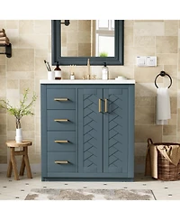 Streamdale 30" Freestanding Bathroom Vanity with Ceramic Sink and Storage Cabinet