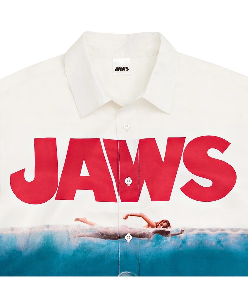 Jaws Boys Hawaiian Button Down Dress Shirt - White