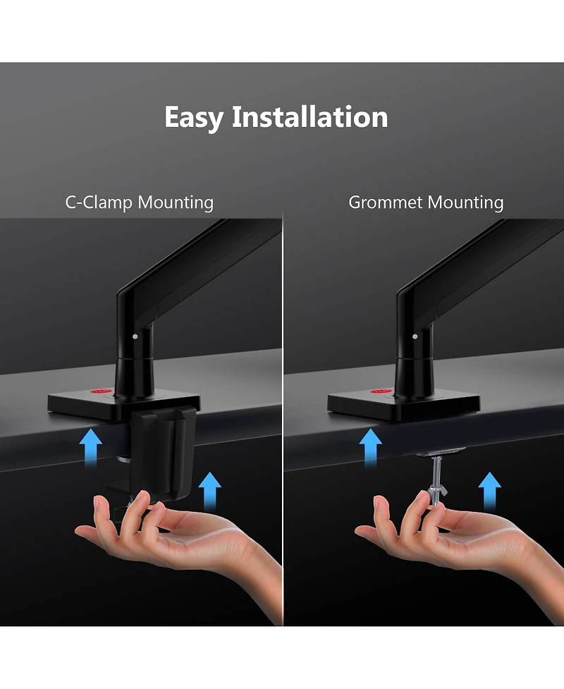 Z-edge MS05 Single Mount Stand Arm, Supports 22"- 40" monitors and 26 lbs, 360° Adjustable, standards 75x75mm/100x100mm, Clamp & Gromme