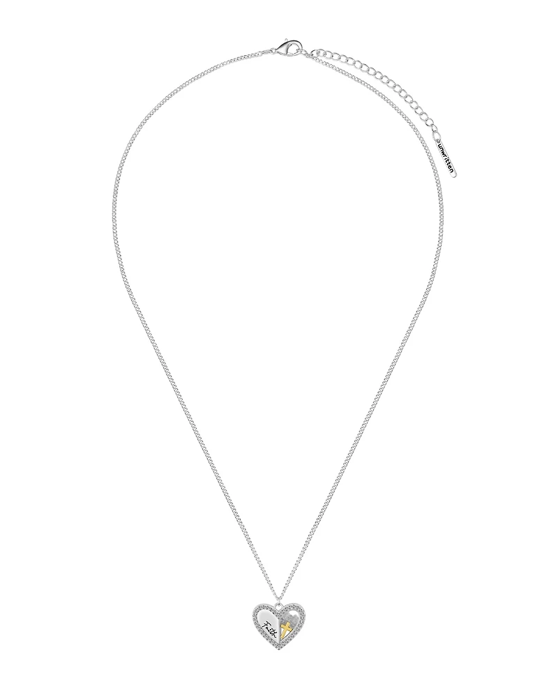 Unwritten Cubic Zirconia Crystal Faith Heart Pendant Necklace