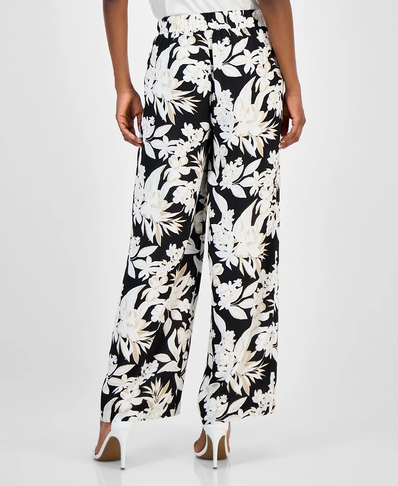Anne Klein Women's Printed Pull-On Wide-Leg Pants