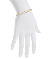 Unwritten Cubic Zirconia Elephant Bezel Layered Bolo Bracelet Set