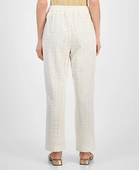 Anne Klein Women's Pull-On Embroidered Eyelet Pants