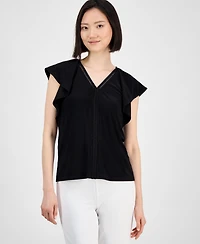 Anne Klein Women's Flutter-Sleeve Top
