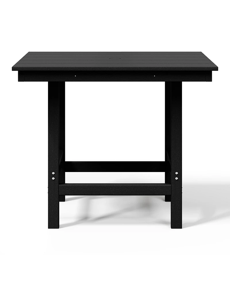 Outdoor Hdpe 36" Square Patio Dining Table with Umbrella Hole