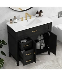 Streamdale 36" Bathroom Vanity with Sink, Black Bathroom Cabinet with Drawers, Solid Frame and Mdf Board, One Package