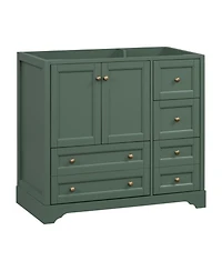 36" Solid Wood Freestanding Bathroom Vanity with 4 Drawers and Shelf