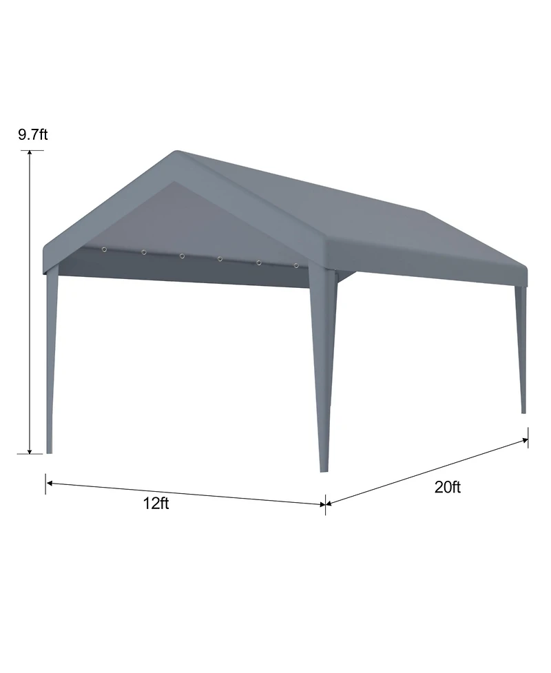 Streamdale Waterproof Carport Canopy Cover (12x20ft) with 76 Elastic Buckles, Grey
