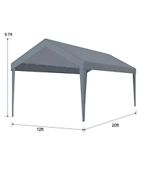 Streamdale Waterproof Carport Canopy Cover (12x20ft) with 76 Elastic Buckles, Grey