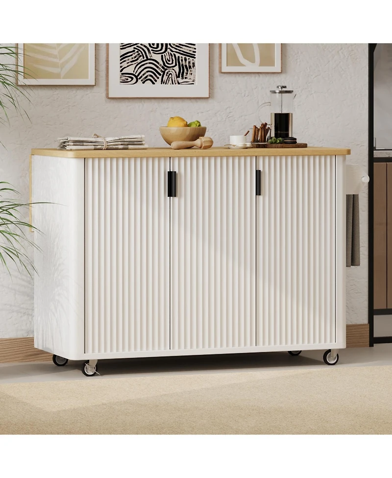 Streamdale Farmhouse Kitchen Island on Wheels with Storage
