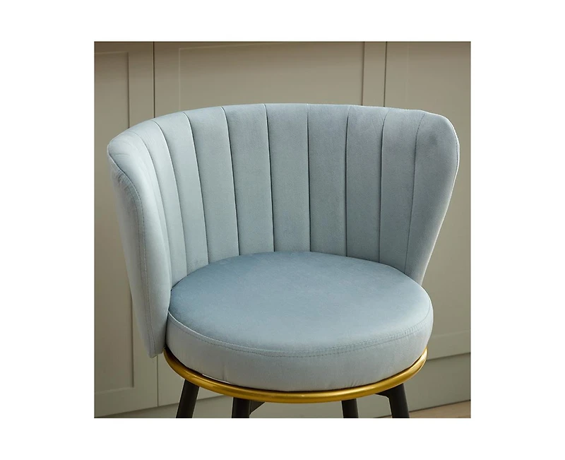 Streamdale Counter Height Swivel Upholstered Barstools, Set of 2, Velvet Fabric