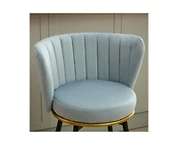 Streamdale Counter Height Swivel Upholstered Barstools, Set of 2, Velvet Fabric