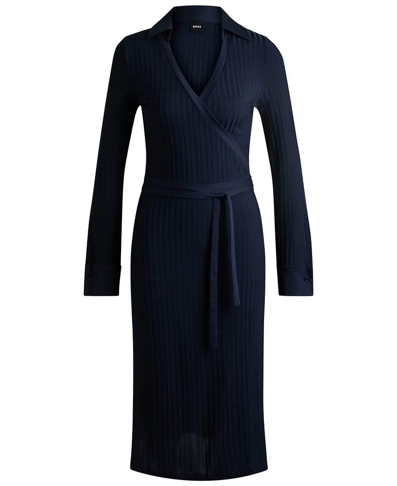 Boss by Hugo Women's Lustrous Ribbed Wrap Dress