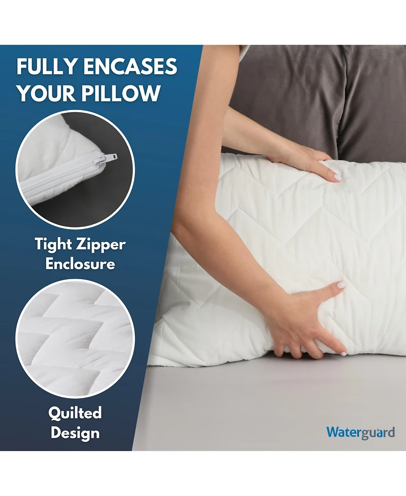 Waterguard Quilted Waterproof and Hypoallergenic Pillow Covers - Queen Size - 2 Pack