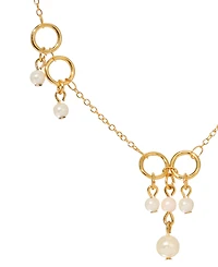 2028 Faux Cultivated Pearl Gold-Tone Circle Station Necklace