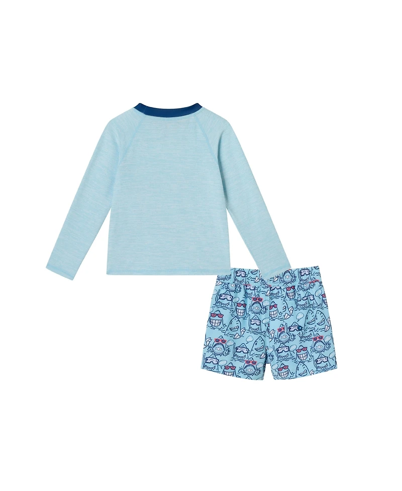Toddler/Child Boys Shark Graphic Rashguard Set