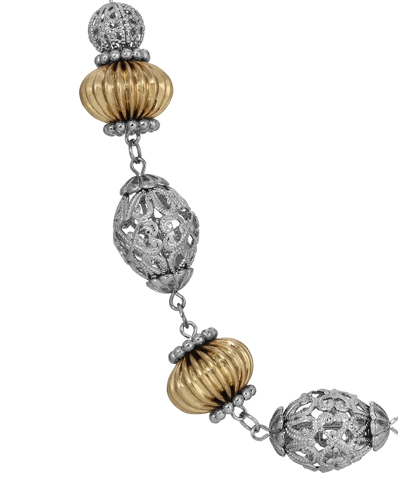 2028 Two-Tone Filigree Bead Collar Necklace