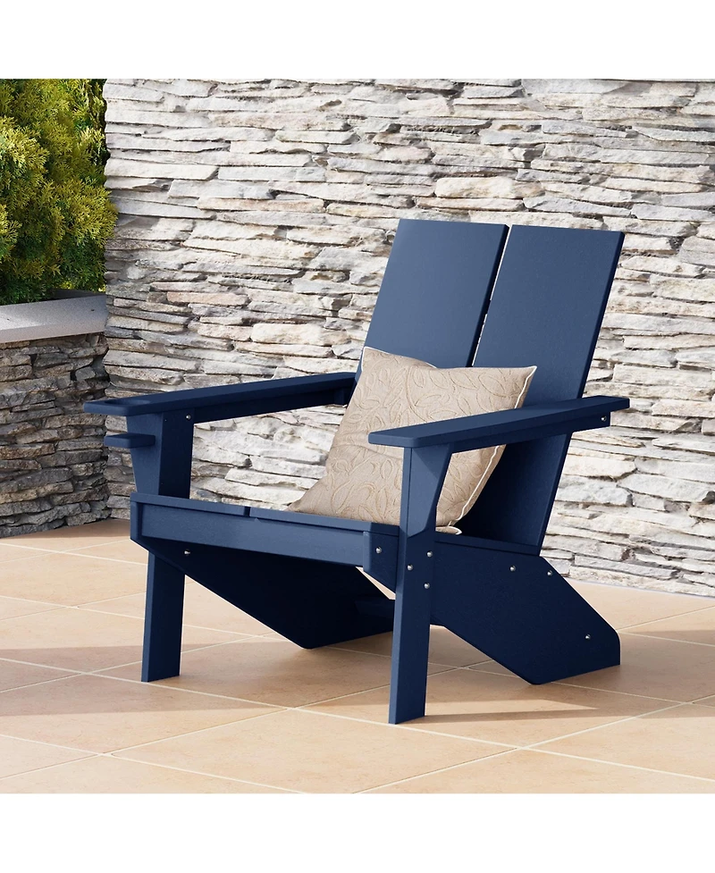 Outdoor Hdpe Modern Adirondack Chair with Cup Holder