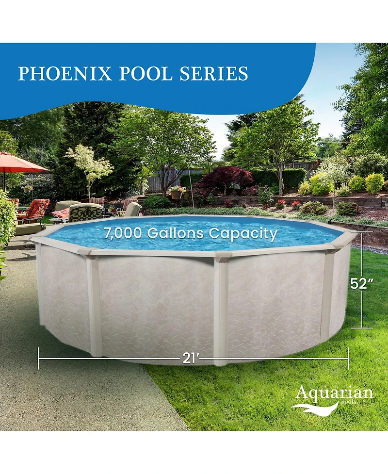 Aquarian Phoenix 21' x 52" Steel Frame Above Ground Swimming Pool Kit with Pump