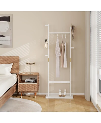 Streamdale Solid Wood Coat Rack (23.6" x 11" x 64.1") for Bedroom/Entryway/Living Room (White)