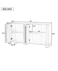 Streamdale Wood Traditional Sideboard with Adjustable Shelves for Kitchen, Dining and Living (Taupe)