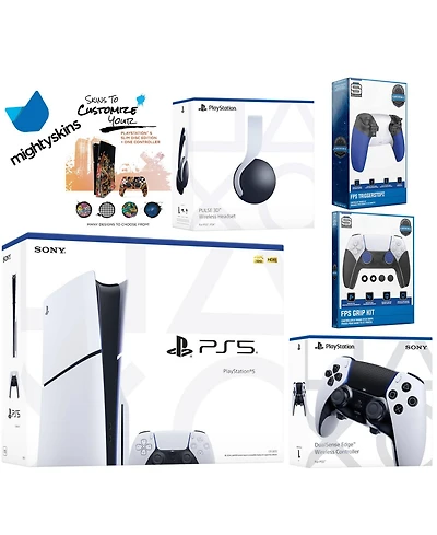 Sony Playstation 5 Slim Disc Bundle with Pulse Headset, Extra Edge Controller, Trigger Stop Kit