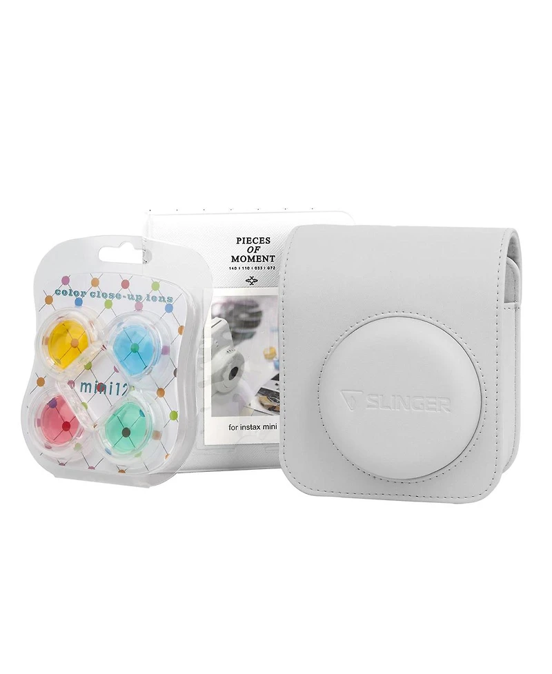 Fujifilm Fujifilm Instax Mini 12 Instant Film Camera, Clay White Bundle with Instax Mini Custom Case, Accessory Kit and Daylight Film, 2x Twin Pack