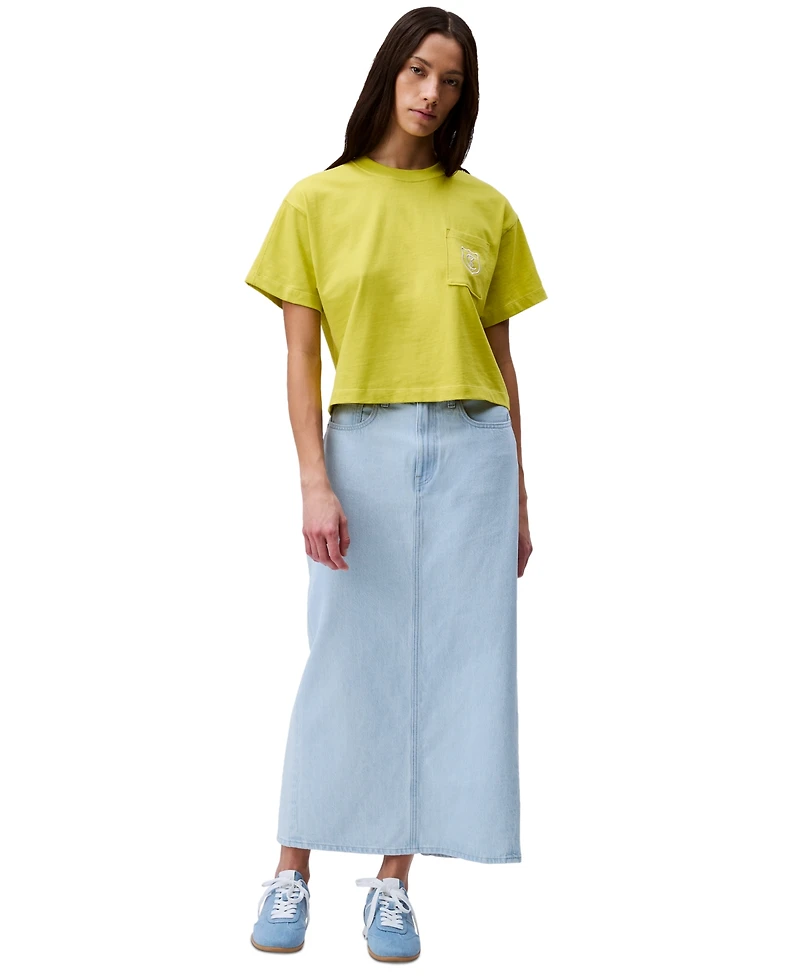 Calvin Klein Jeans Women's Monogrammed Logo Crest Boxy Cropped T-Shirt