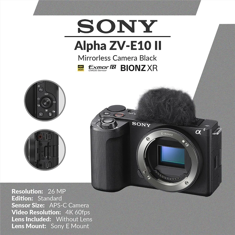 Sony Alpha Zv-E10 Ii Mirrorless Camera Bundle with 64GB Memory Card, Shoulder Bag