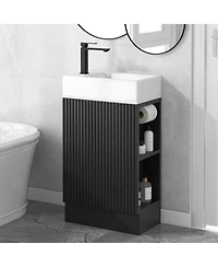 Streamdale 18.6" Bathroom Vanity with Sink, Bathroom Vanity Cabinet with Two-tier Shelf, Left or Right Orientation, Black