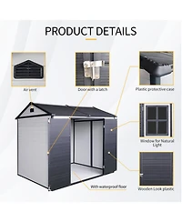 Streamdale 8x6 Resin Outdoor Storage Shed with Lockable Door and Windows