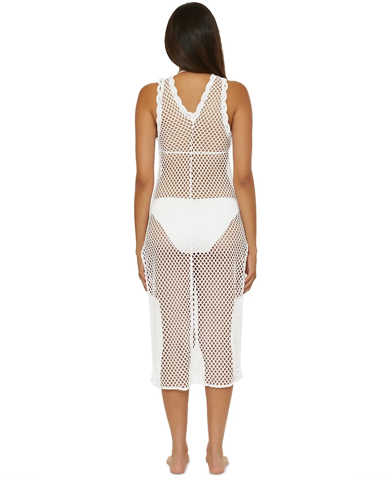 Becca Women's Castaway Island Fishnet Flower-Applique Cover-Up Dress