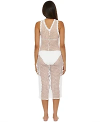 Becca Women's Castaway Island Fishnet Flower-Applique Cover-Up Dress