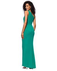 Betsy & Adam Petite One-Shoulder Ruched Gown